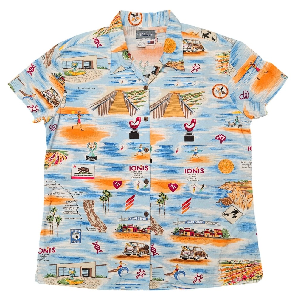 High Seas Trading Co Hawaiian Shirt XL USA Beach Surf Camp Aloha Mens